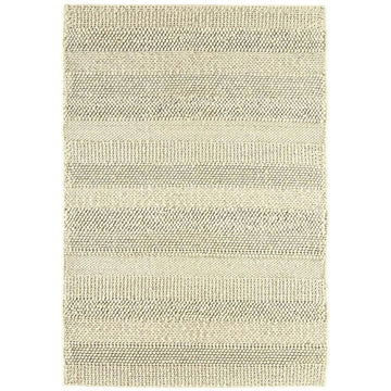 Katherine Carnaby Coast CS06 Modern Plain Stripe Shimmer Hand-Woven Textured Wool & Viscose Blend Looped Pile Flatweave Cream Rug-Asiatic Carpets-Rug Love - The Most Loved Rug Store